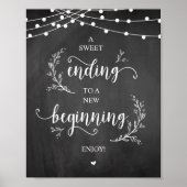 String Lights, Chalkboard, Wedding Party Dessert Poster (Voorkant)