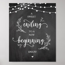 String Lights, Chalkboard, Wedding Party Dessert Poster