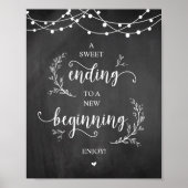 String Lights, Chalkboard, Wedding Party Dessert Poster (Voorkant)