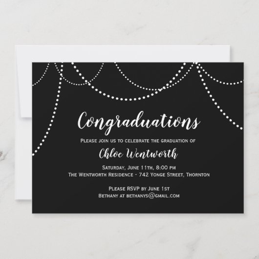 String Lights Congraduation Afstuderen Invitation Kaart (Voorkant)