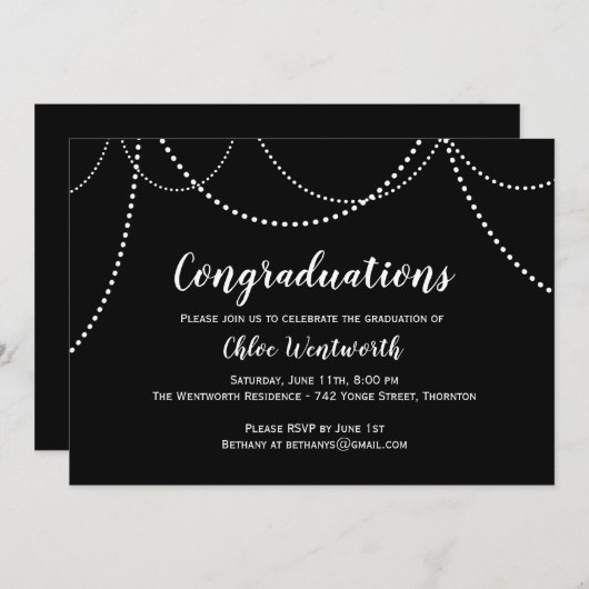 String Lights Congraduation Afstuderen Invitation Kaart (Voorkant / Achterkant)