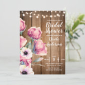 String Lights & Country Flowers Rustic Barn Wood Kaart (Staand voorkant)