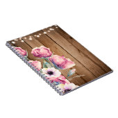 String Lights & Country Flowers Rustic Barn Wood Notitieboek (Rechterzijde)