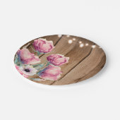 String Lights & Country Flowers Rustic Barn Wood Papieren Bordje (Gekanteld)