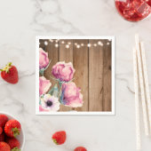 String Lights & Country Flowers Rustic Barn Wood Servetten (Insitu)