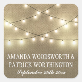 String Lights Country Rustieke Burlap Bruiloft gun Vierkante Sticker