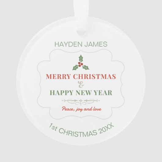 String Lights Custom Baby's eerste kerstfoto Ornament (achterkant)