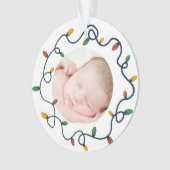 String Lights Custom Baby's eerste kerstfoto Ornament (voorkant)