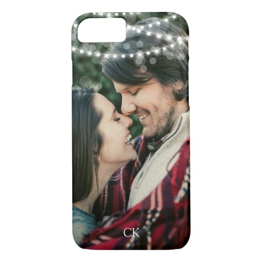String Lights Custom Photo & Monogram Case-Mate iPhone Case (Achterkant)