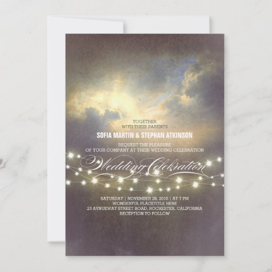 String Lights Dramatic Sunset Uitnodiging voor een (Voorkant)