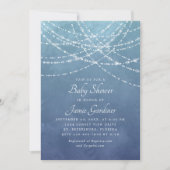 String Lights Dusty Blue Boy Baby shower Kaart (Voorkant)
