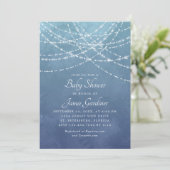 String Lights Dusty Blue Boy Baby shower Kaart (Staand voorkant)
