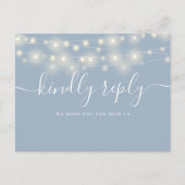 String Lights Dusty Blue Song Aanvraag RSVP Uitnodiging Briefkaart (Voorkant)