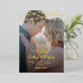 String Lights ECHTE FOLIE Foto Bruiloft Uitnodigin Folie Uitnodiging (Staand Voorkant)