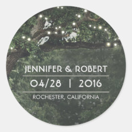 String Lights Eiken boom takken Rustieke bruiloft Ronde Sticker