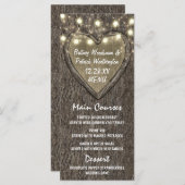 String Lights + Eikenboom Bark Wedding Menu Kaarte (Voorkant / Achterkant)