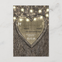 String Lights + eikenboomschors bruiloft RSVP-Kaar RSVP Kaartje