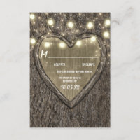 String Lights + eikenboomschors bruiloft RSVP-Kaar
