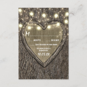 String Lights + eikenboomschors bruiloft RSVP-Kaar RSVP Kaartje