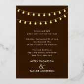 String Lights Elevated Rustic Wedding  Folie Uitnodiging (Voorkant)