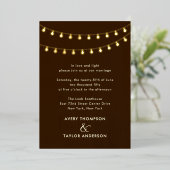 String Lights Elevated Rustic Wedding  Folie Uitnodiging (Staand Voorkant)