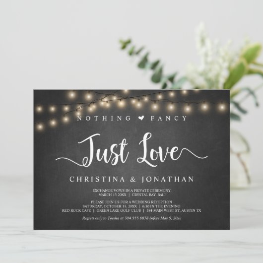 String Lights, Elopement, niets Fancy gewoon liefd Kaart (Staand voorkant)