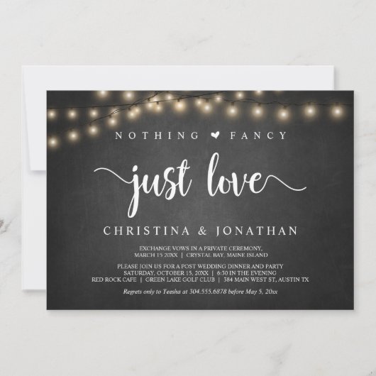String Lights, Elopement, niets Fancy gewoon liefd Kaart (Voorkant)