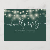 String Lights Emerald Green Song Aanvraag RSVP Uitnodiging Briefkaart (Voorkant)
