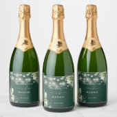 String Lights Emerald Greenery Bloemen Huwelijk Sparkling Wijnetiket (Flessen)