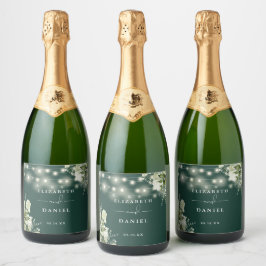 String Lights Emerald Greenery Bloemen Huwelijk Sparkling Wijnetiket