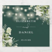 String Lights Emerald Greenery Bloemen Huwelijk Sparkling Wijnetiket (Enkel label)