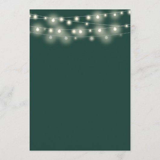 String Lights Emerald Groen Bloemen Bruiloft Menu (Achterkant)
