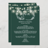 String Lights Emerald Groen Bloemen Bruiloft Menu (Voorkant / Achterkant)