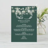 String Lights Emerald Groen Bloemen Bruiloft Menu (Staand voorkant)