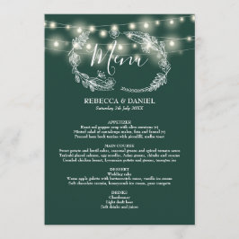 String Lights Emerald Groen Bloemen Bruiloft Menu