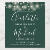 String Lights Emerald Signature Script Bruiloft Wijn Etiket (Enkel label)