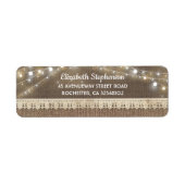 String Lights en Burlap Rustieke Bruiloft Etiket (Voorkant)