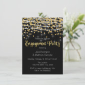 String Lights en Gold Confetti Engagement Party Kaart (Staand voorkant)