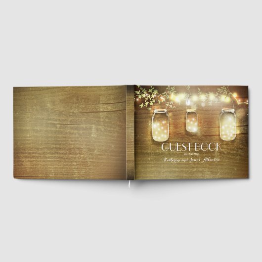 String Lights en Mason Jar Bruiloft Gastenboek (Volledig)