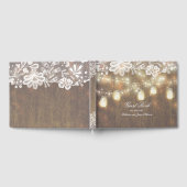 String Lights en Mason Jar Lace en Wood Wedding Gastenboek (Volledig)