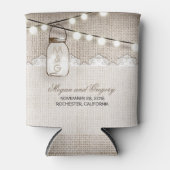 String Lights en Mason Jar Rustieke Burlap Blikjeskoeler (Voorkant)