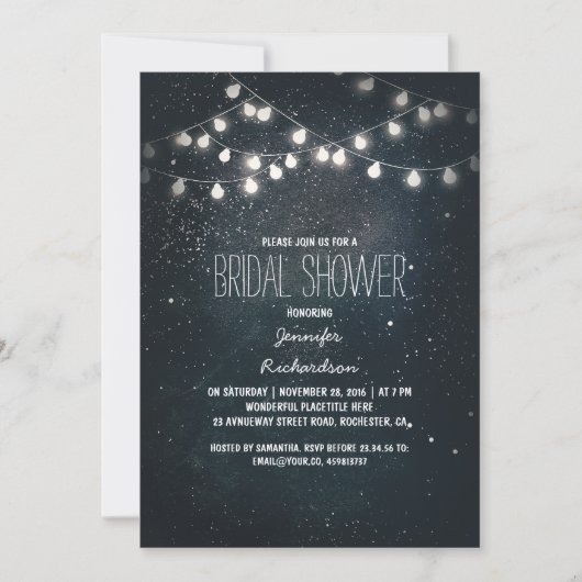 String Lights en Night Sky Stars vrijgezellenfeest Kaart (Voorkant)