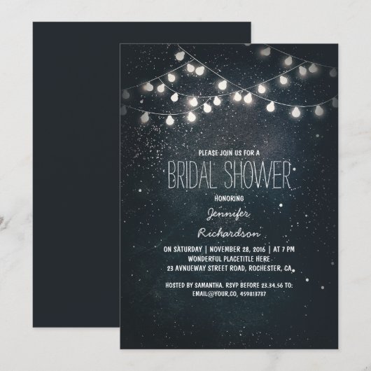 String Lights en Night Sky Stars vrijgezellenfeest Kaart (Voorkant / Achterkant)