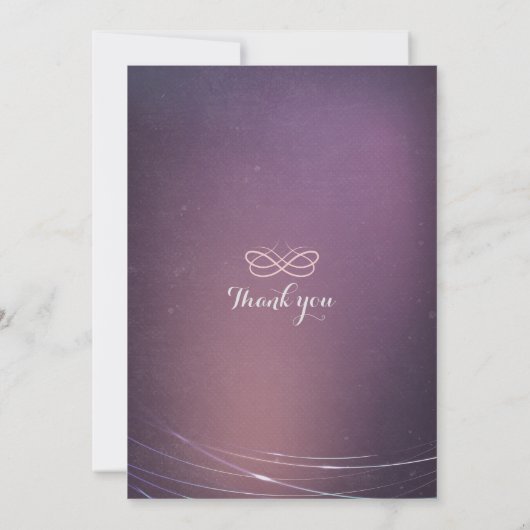 String Lights en Paarse Grunge Background Wedding Kaart (Achterkant)