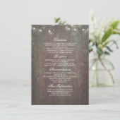 String Lights en Rustic Wood Wedding Informatie Informatiekaartje (Staand voorkant)
