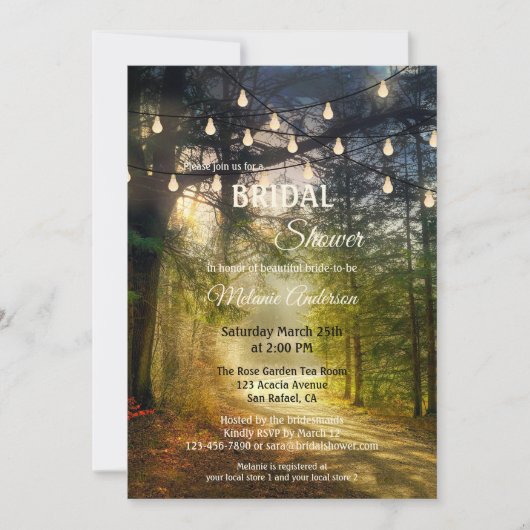 String Lights Enchanted Forest Vrijgezellenfeest Kaart (Voorkant)