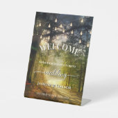String Lights Enchanted Forest Wedding Welcome Reclamebord Met Voetstuk (Voorkant)
