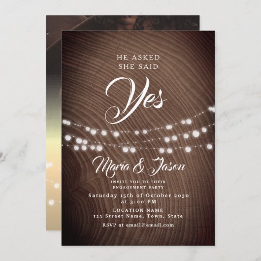 String Lights Engagement Party Kaart (Voorkant / Achterkant)