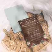 String Lights Eucalyptus & Burgundy Floral Wedding Kaart