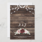 String Lights Eucalyptus & Burgundy Rustic Wedding Kaart (Achterkant)